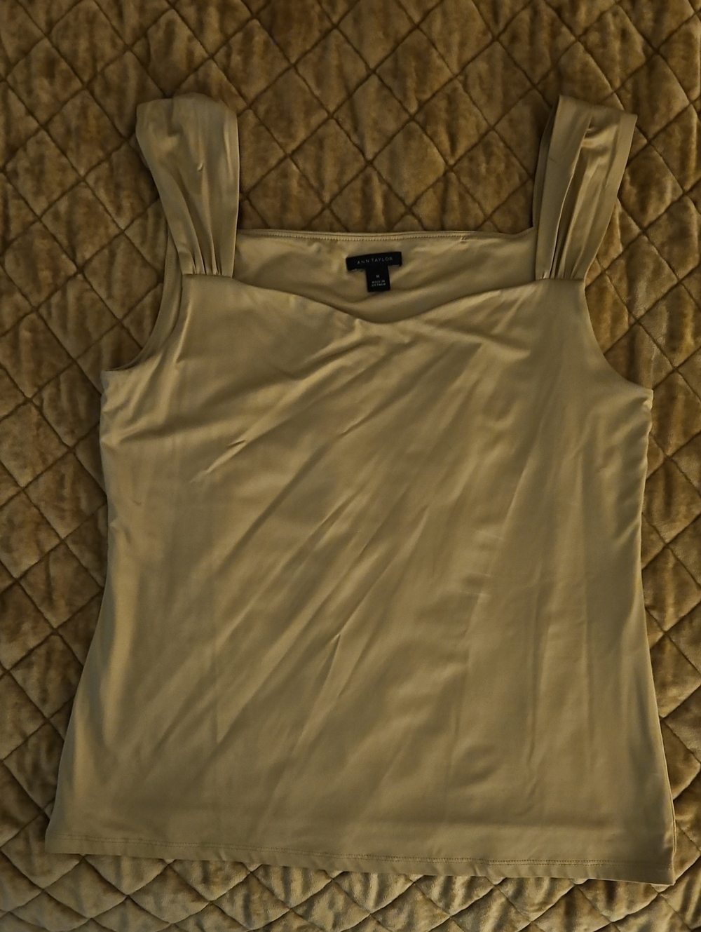 Ann Taylor Light Cream Square Neck Tank with Wide Straps